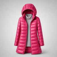 Women's Ultralight Down Jacket with Hooded Silhouette View 11