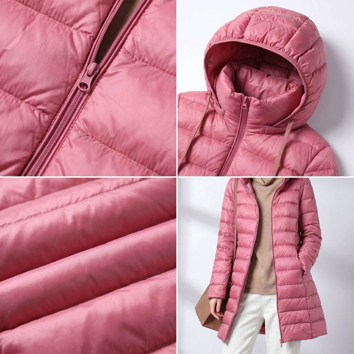 Women's Ultralight Down Jacket with Hooded Silhouette View 12