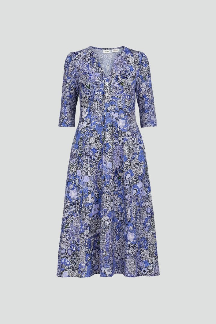 Women's V-Neck Midi Dress with Three-Quarter Sleeves Hero