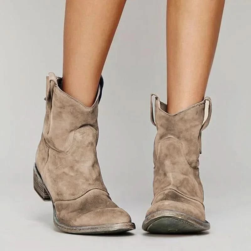 Women's Vintage Western Ankle Boots with Pull Tab Hero