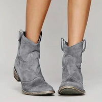 Women's Vintage Western Ankle Boots with Pull Tab Side