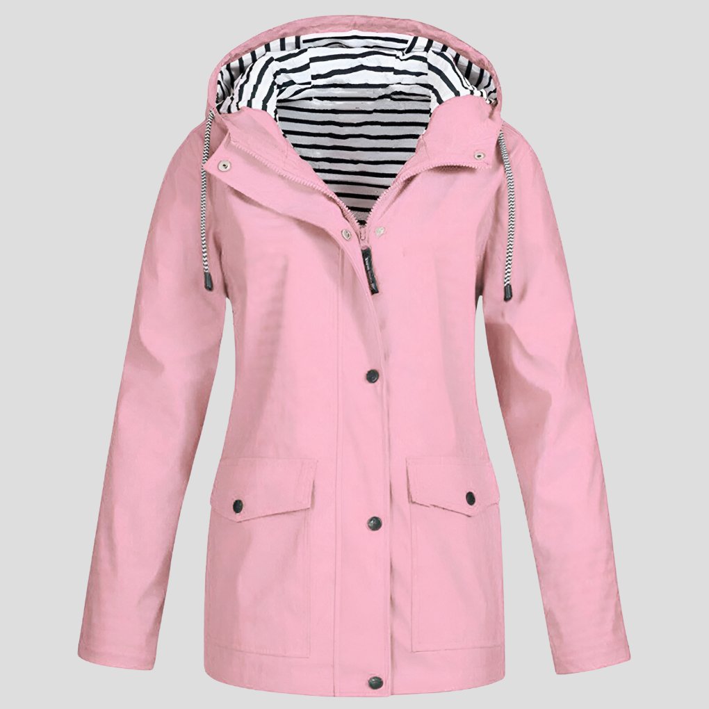 Women's Waterproof Windproof Hooded Jacket with Taped Seams Back