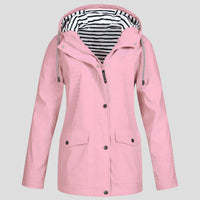 Women's Waterproof Windproof Hooded Jacket with Taped Seams Back