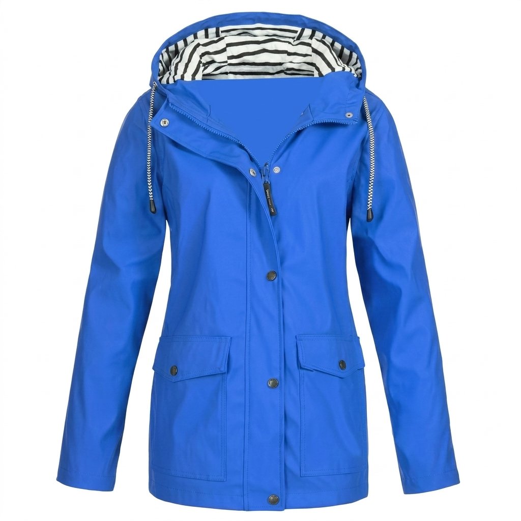 Women's Waterproof Windproof Hooded Jacket with Taped Seams Close Up