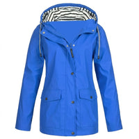Women's Waterproof Windproof Hooded Jacket with Taped Seams Close Up