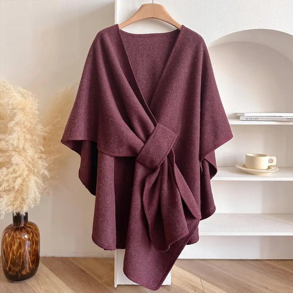 Women's Wind Resistant Shawl Coat with Wrap Tie Front Angle