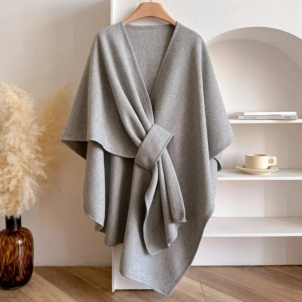 Women's Wind Resistant Shawl Coat with Wrap Tie Front Hero