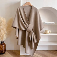 Women's Wind Resistant Shawl Coat with Wrap Tie Front Lifestyle