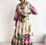 Women's Wrap Long Sleeve Maxi Dress with Button
