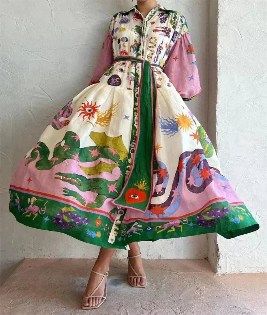 Women's Wrap Long Sleeve Maxi Dress with Button Front Side