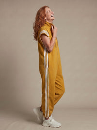 Women's Zip Front Stripe Panel Jumpsuit with High Neck Lifestyle
