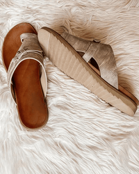 Women's Thong Sandals with Buckle Strap and Toe Ring Detail