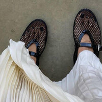 Women's Flat Shoes with Buckle Strap and Round Toe